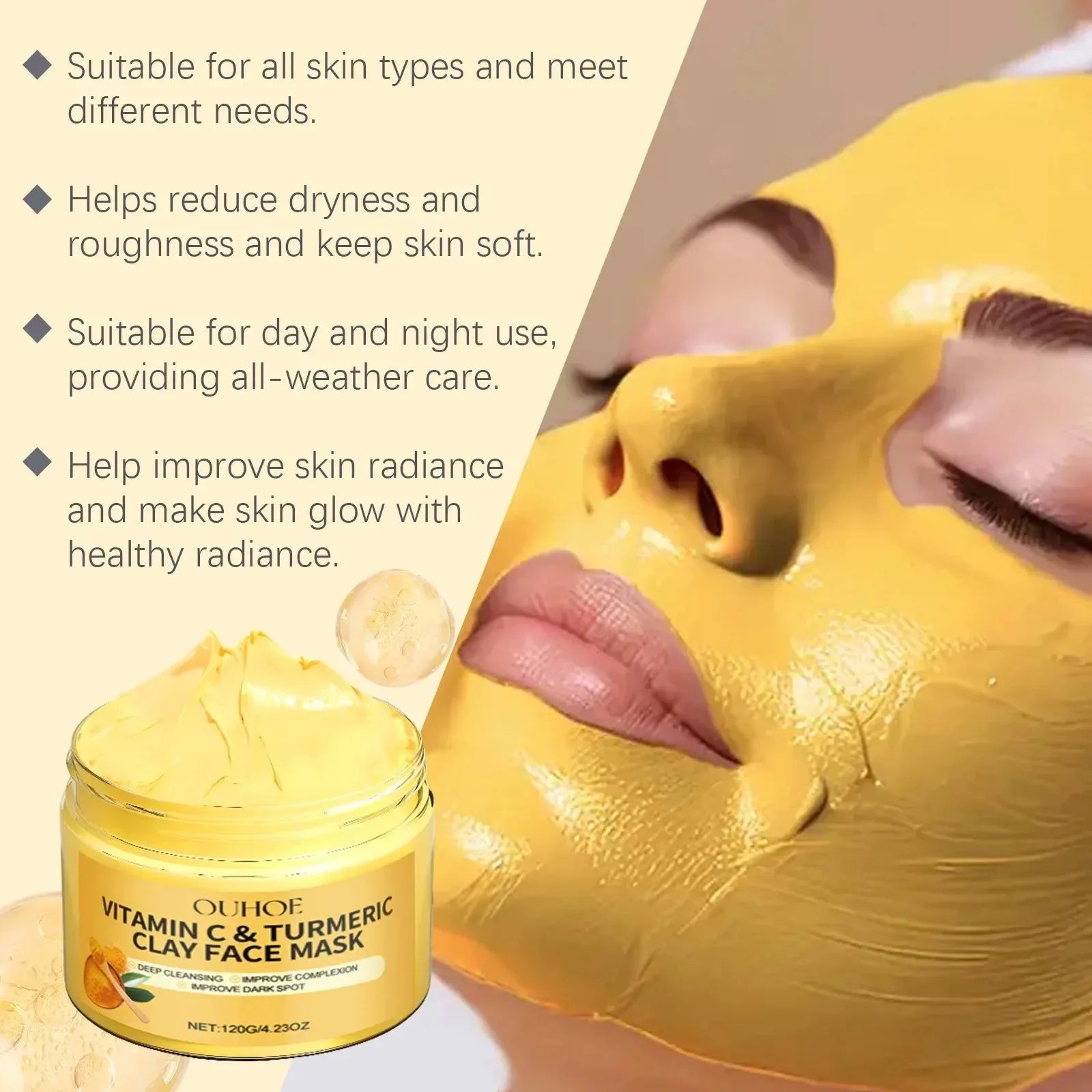 OUHOE Vitamin C & Turmeric Clay Face Mask
