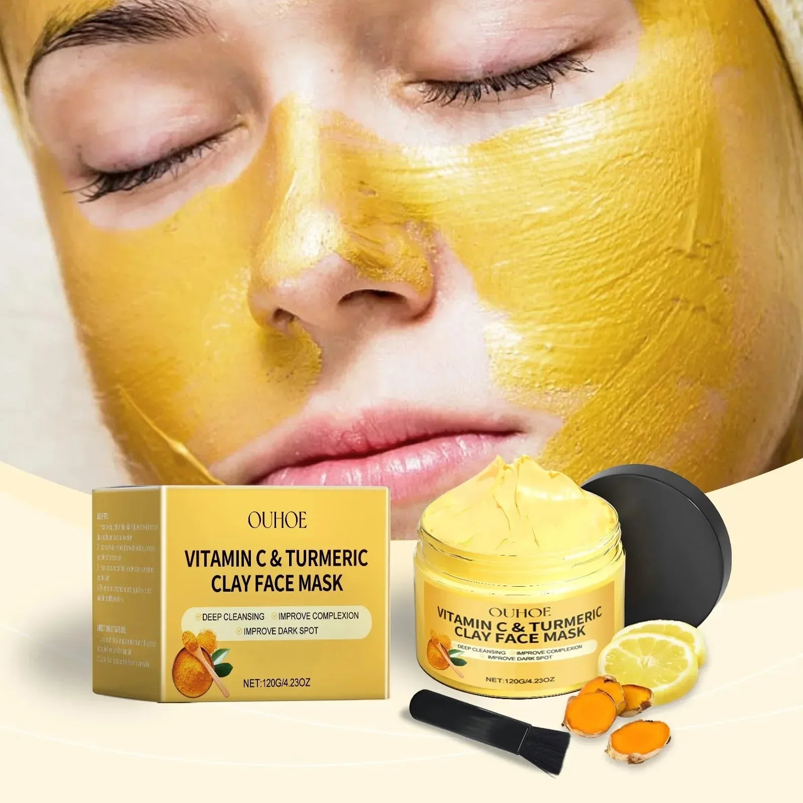 OUHOE Vitamin C & Turmeric Clay Face Mask