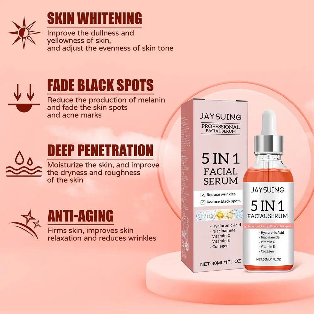 5-in-1 Vitamin C & Hyaluronic Acid Face Serum – Anti-Aging, Pore-Minimizing, 30ml